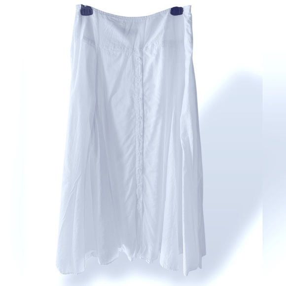 I.N.C. Bohemian White Linen Button-Down Skirt Wide Waistband Women’s Size Small - Picture 10 of 10